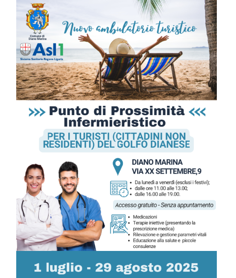 A Diano Marina apre l'Ambulatorio Turistico