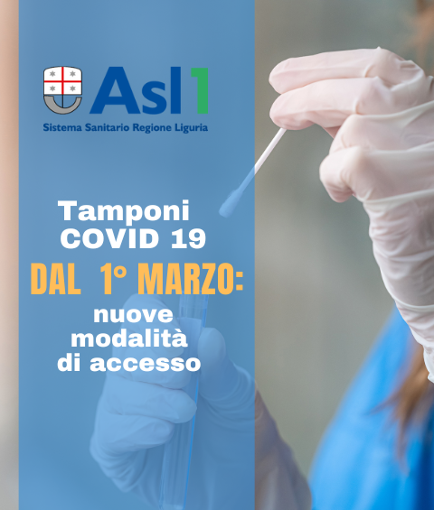 Locandina nuove modalità di accesso per i tamponi Covid dal primo marzo