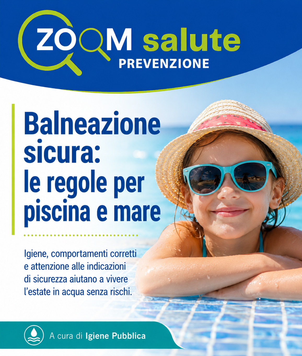Locandina Balneazione sicura, le regole per piscina e mare