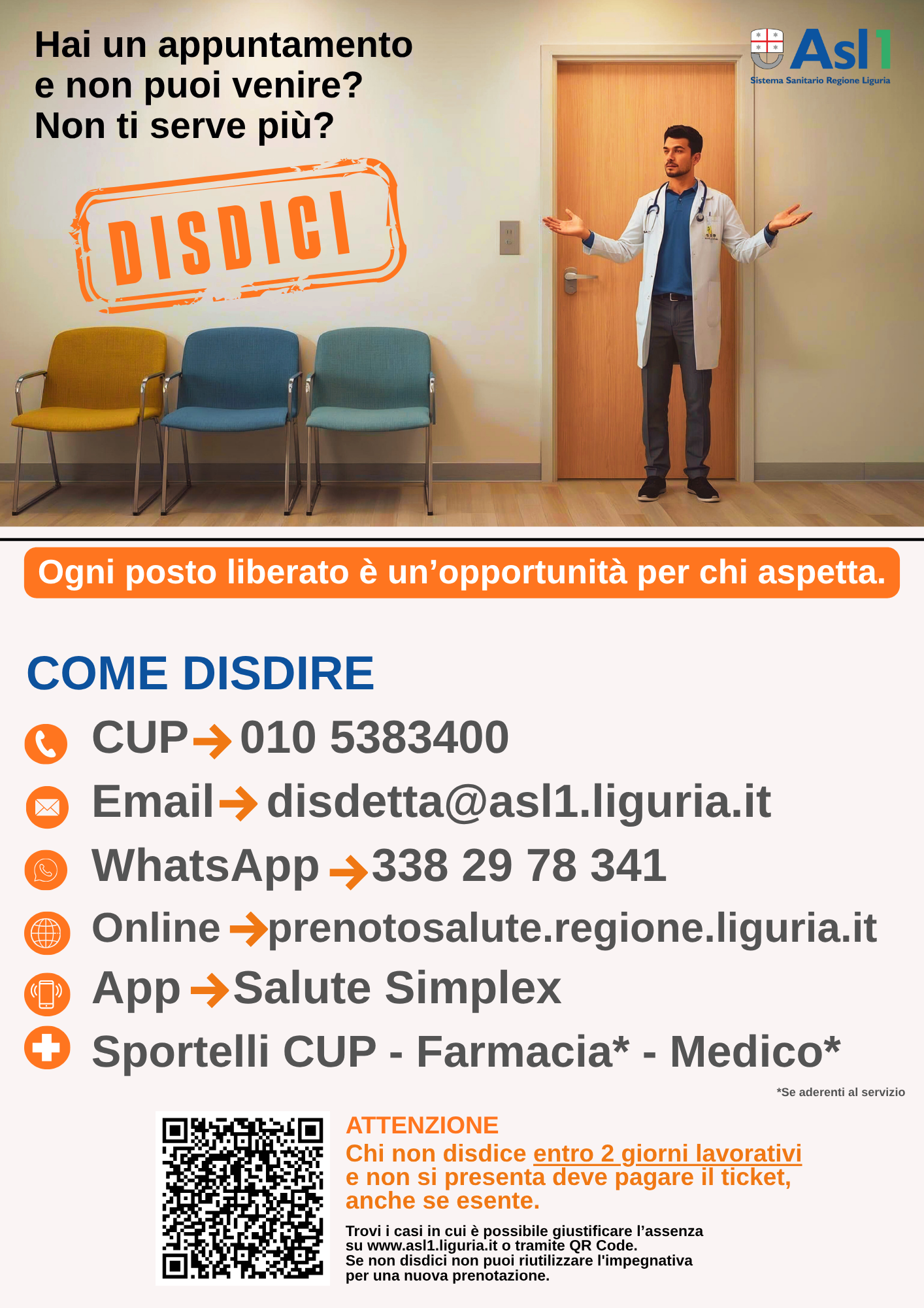 Locandina disdetta prenotazione