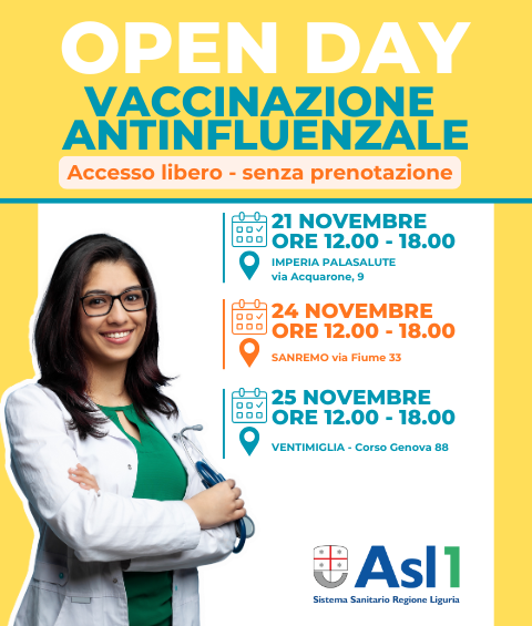locandina appuntamenti Open Day vaccinazione antinfluenzale