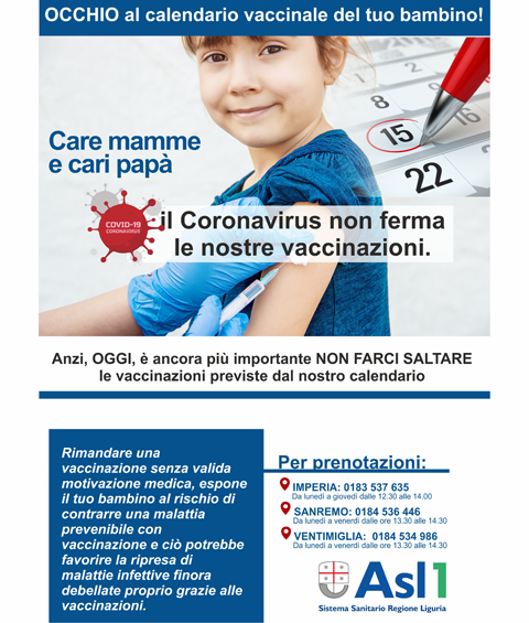 Vaccinazioni pediatriche obbligatorie, l’invito di Asl1 “rispettare il calendario”